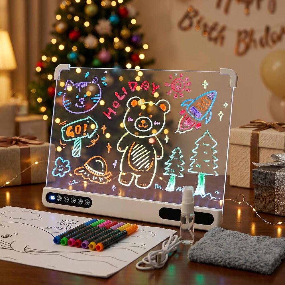 LonJit 14" Kids LED Drawing Board Reusable Doodle Pad New